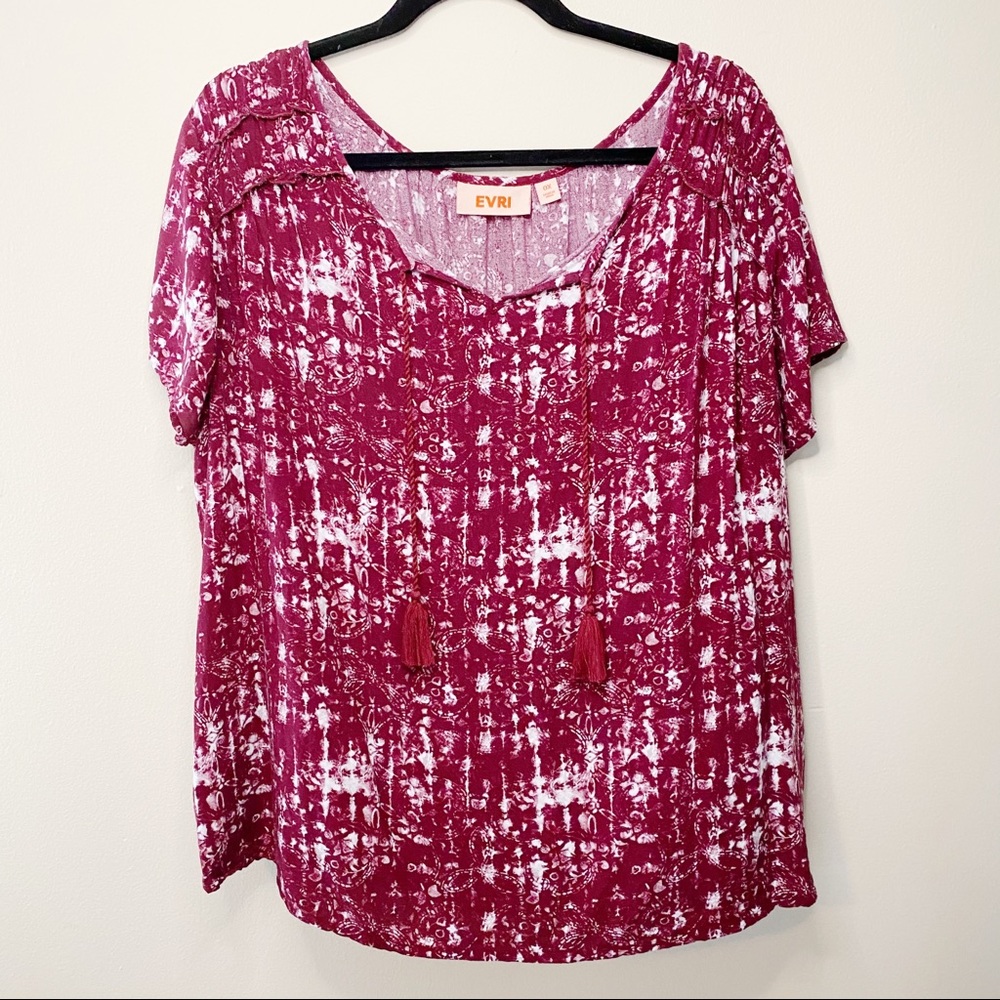 Evri- Red and white print blouse